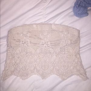 express • nude strapless crop